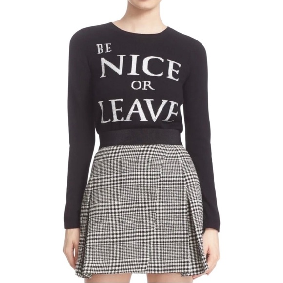 Alice + Olivia Sweaters - Alice + Olivia Black wool Be Nice Or Leave Rhinestone Crop Sweater